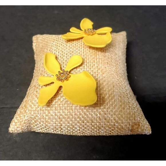 Floweragrant Earrings Exaggerated Yellow Flower Gold Cent 925 Anti Allergy Posts - Picture 5 of 11